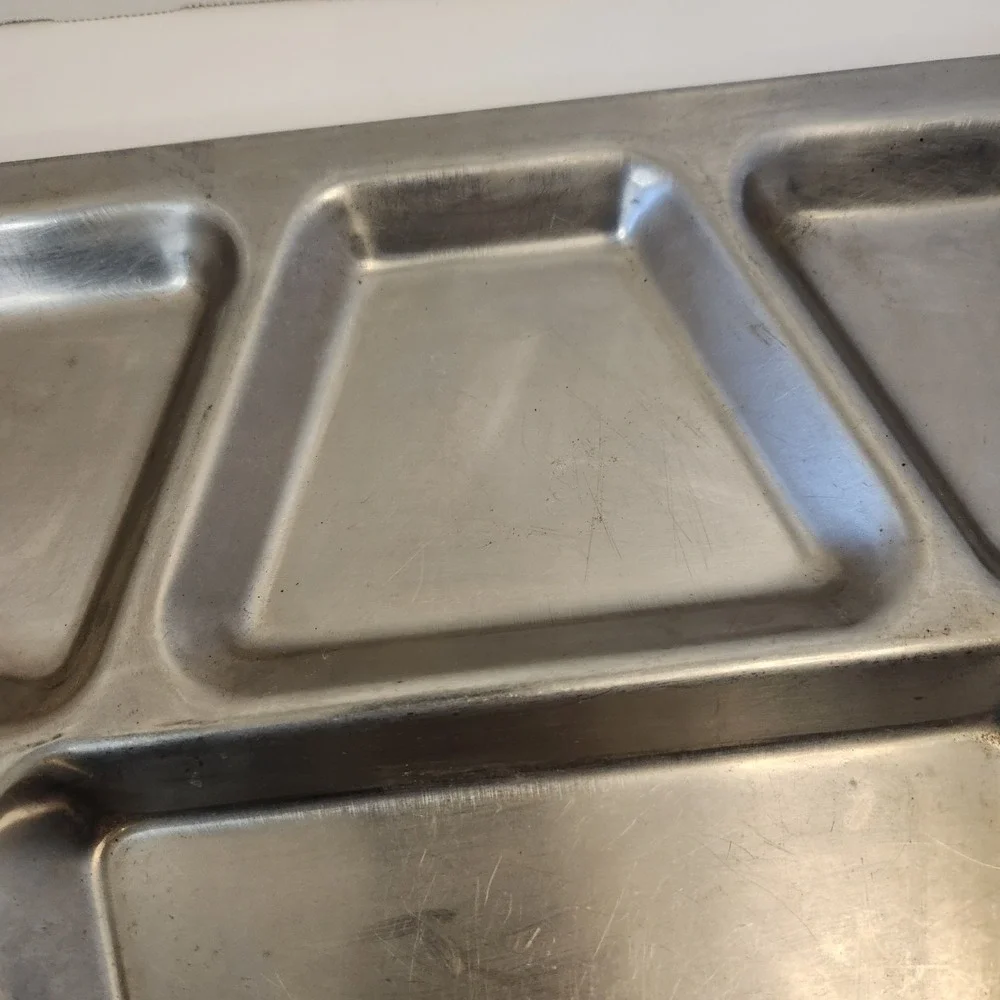 Vintage‎ US Navy USN Heavy Double Layer Riveted Steel Compartment Food Tray